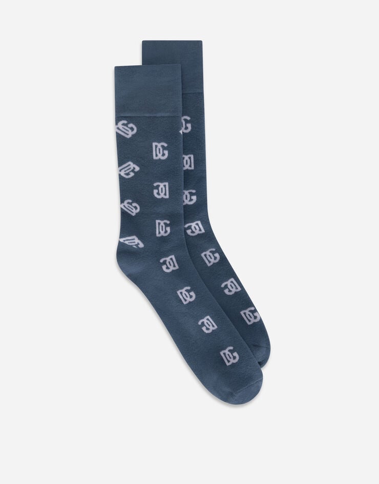 Dolce & Gabbana Stretch cotton jacquard socks with DG Monogram Multicolor GXN25TJACT3