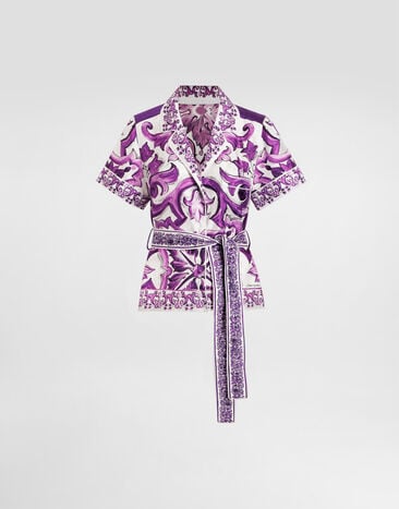 Dolce & Gabbana Majolica-print twill vanity shirt Multicolor F5G67THI1TK