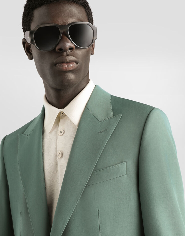 Dolce & Gabbana 싱글 브레스티드 울 포플린 재킷 Dolce & Gabbana 싱글 브레스티드 울 포플린 재킷 Green G2NW0THU2BN