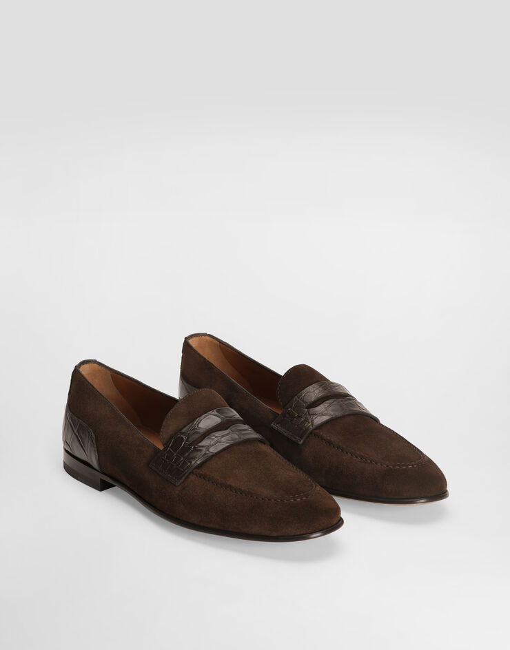 Dolce & Gabbana Split calfskin and alligator slippers Multicolor A50717A2E22