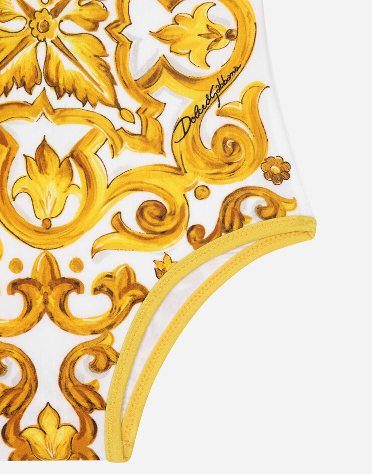 Dolce & Gabbana One-piece swimsuit with yellow majolica print Print L2J812ON00S