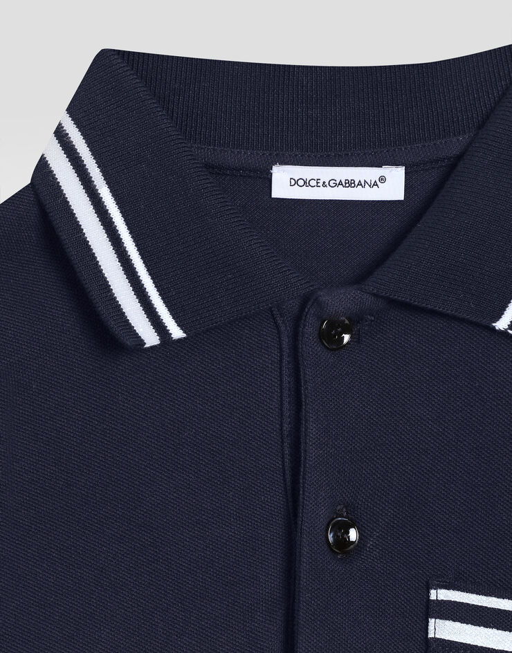 Dolce & Gabbana Polo in piquet con logo DG Blu L4JTIIG7O0B