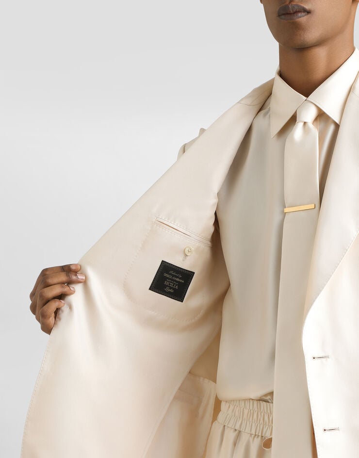 Dolce & Gabbana Sicilia light single-breasted silk twill jacket Beige G2UQ8TFU10S