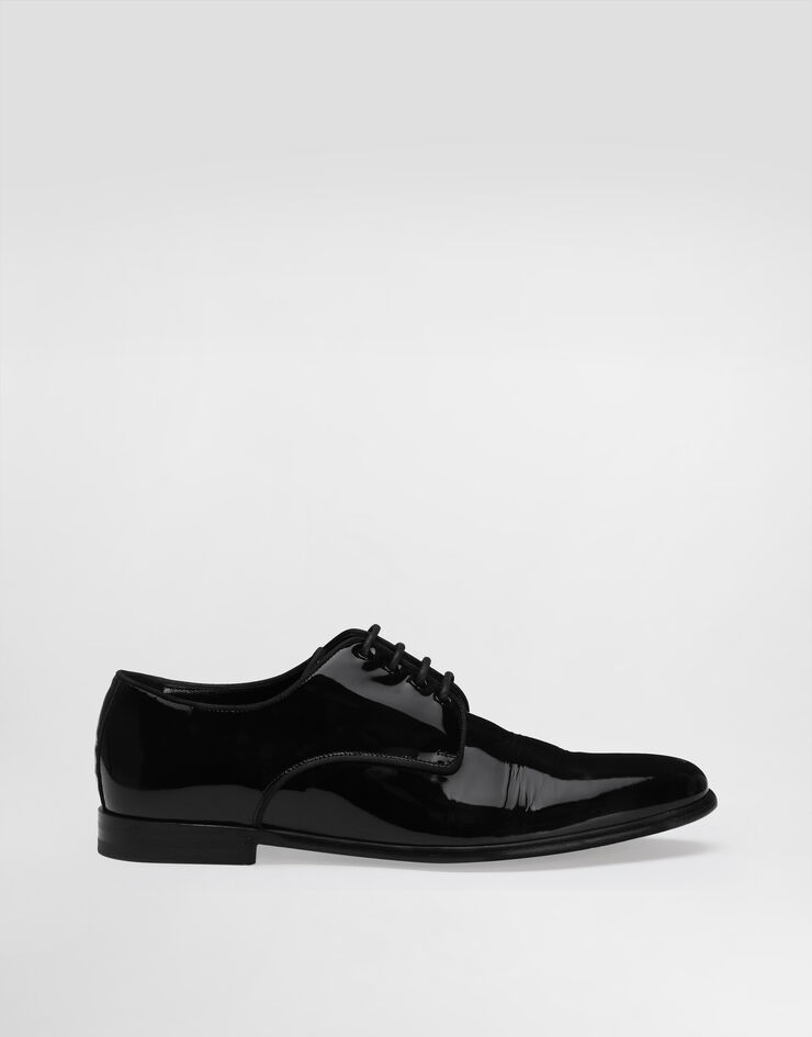 Dolce & Gabbana حذاء ديربي من جلد لامع أسود CN0105A1471