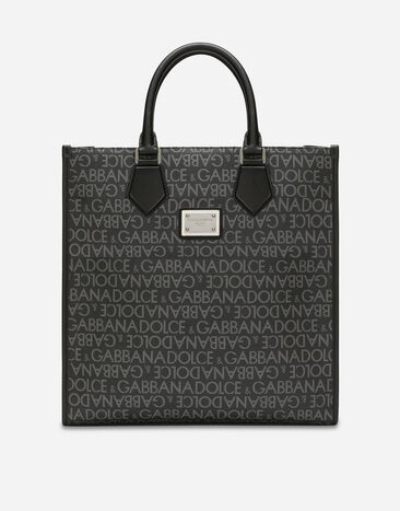 Dolce & Gabbana حقيبة تسوق جاكار مطلية متوسطة بيج BM3025AN232