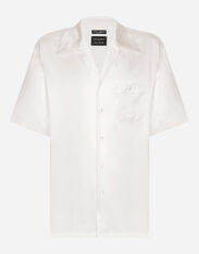 Dolce&Gabbana Silk satin Hawaiian shirt with metal DG logo Red G5IF1THI1KW