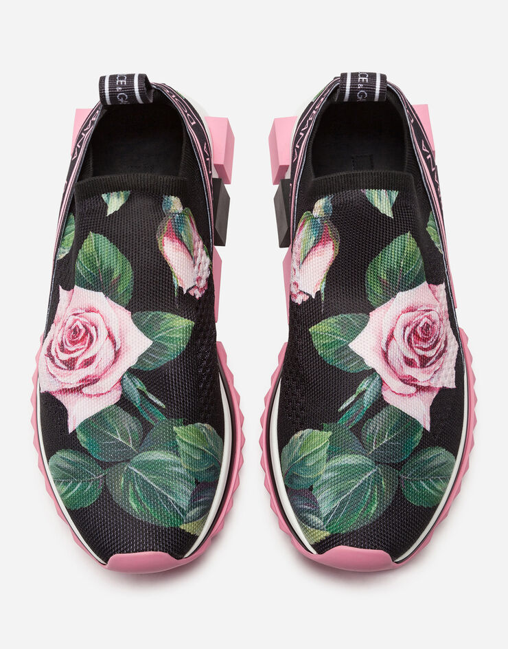 Dolce & Gabbana TROPICAL ROSE PRINT STRETCH MESH SORRENTO SNEAKERS STAMPA FLOREALE CK1595AX351