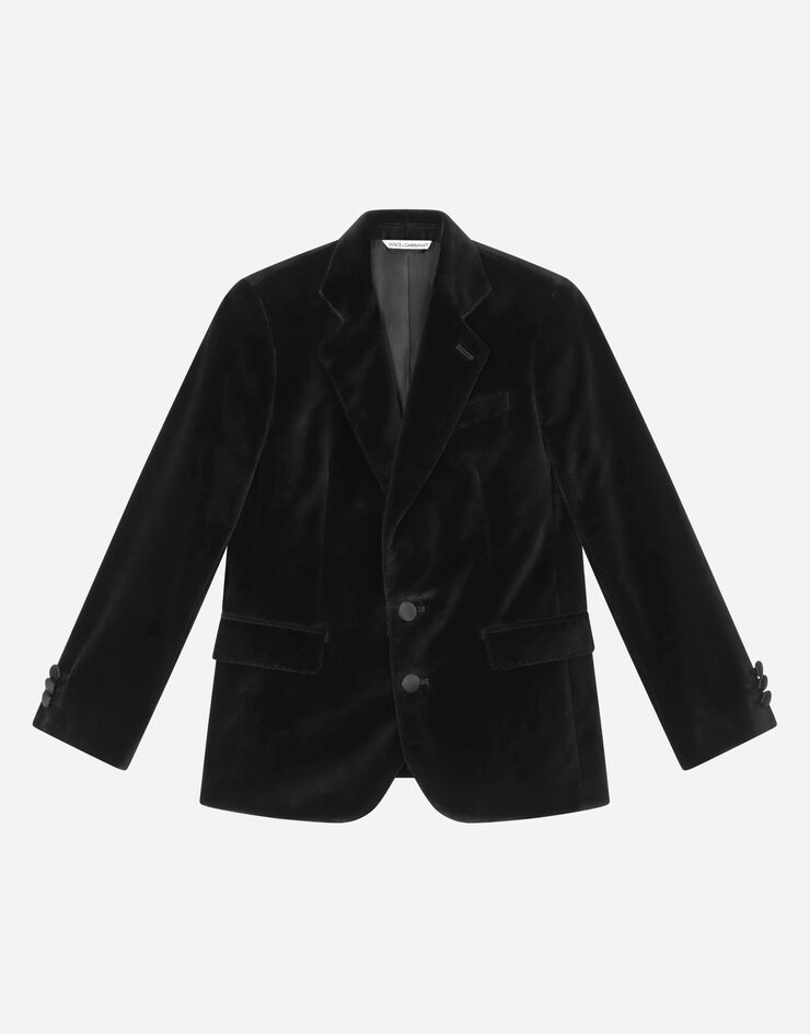 DolceGabbanaSpa Chaqueta clásica Sicilia de terciopelo con dos botones Noir L41J76G7KK9