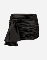 Dolce & Gabbana Short draped satin skirt with side bow Print F4CFETHS5NO