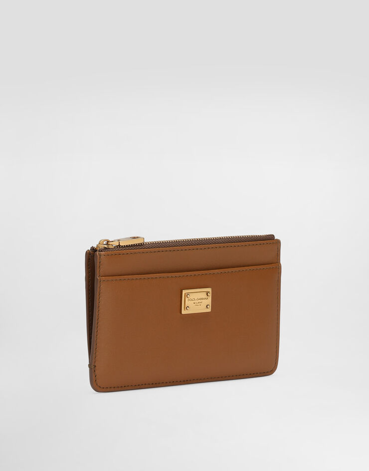 Dolce & Gabbana Tarjetero en piel de becerro plongé Marrón BI1261A9S25