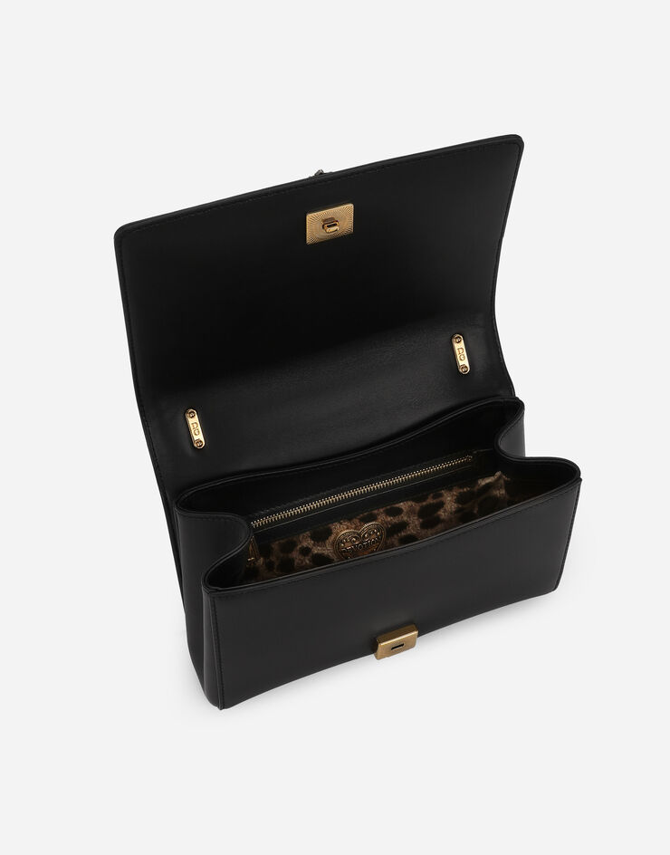 Dolce & Gabbana حقيبة ديفوشن متوسطة من جلد نابا مبطن أسود BB7158AW437