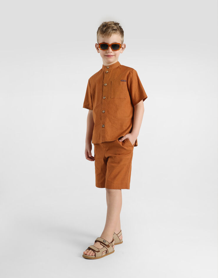 Dolce & Gabbana Cotton and linen canvas shirt Beige L44S75LT372