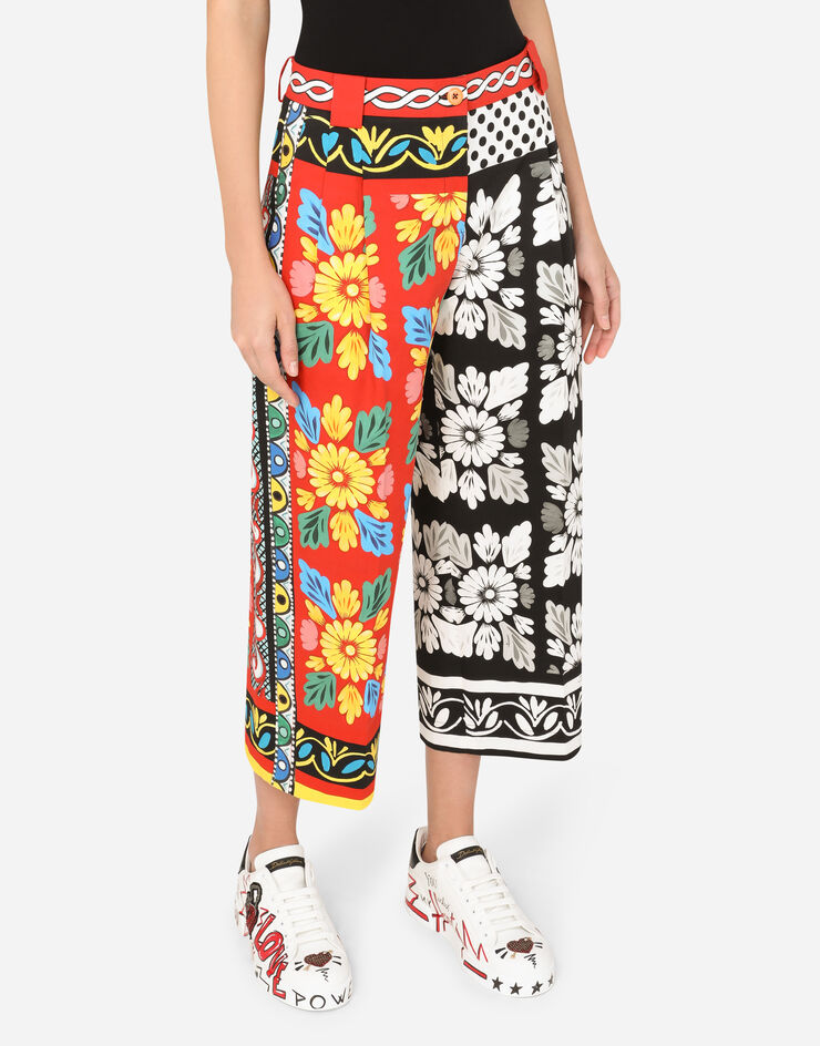 Dolce & Gabbana Patchwork-print drill culottes Dolce & Gabbana Patchwork-print drill culottes MULTICOLOR I3B87WFPFO9