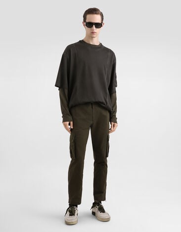 Dolce & Gabbana Waxed faille trousers Brown GP1F7THUMS8