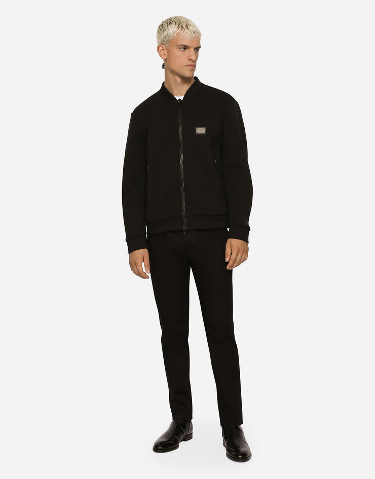 Dolce & Gabbana Technical piqué jacket with branded tag Black G9ABDTGF786