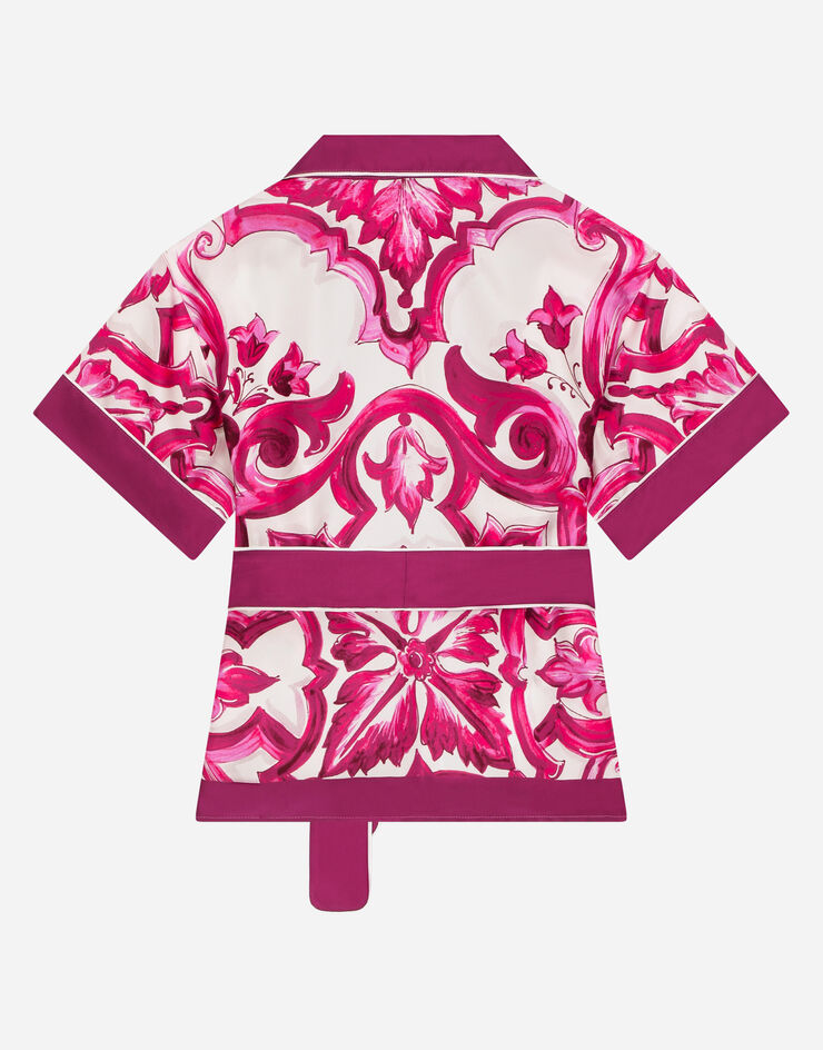 Dolce & Gabbana Рубашка из твила с принтом майолики разноцветный L55S65G7EY5