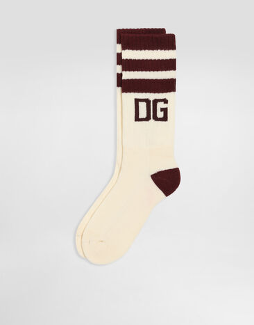 Dolce & Gabbana Kurze, gerippte Socken aus Baumwolle Multicolor GXS80TJBCID