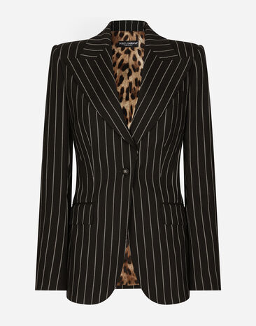 Dolce & Gabbana Chaqueta Turlington de lana con rayas diplomáticas Multicolor F29UCTFRBC3