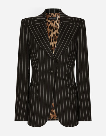 Dolce & Gabbana Pinstripe wool Turlington blazer Black F26AHTFU23Q