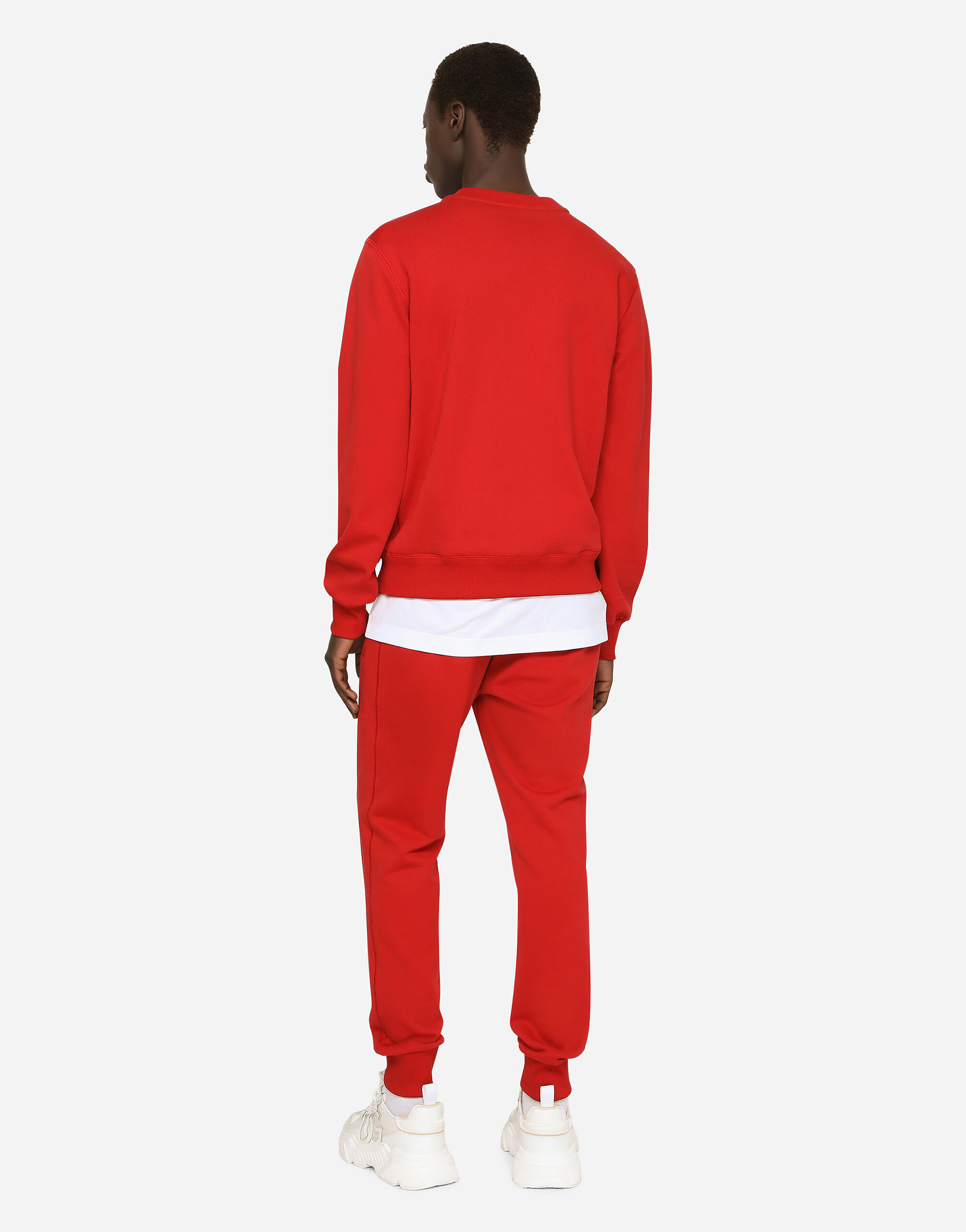 Jersey sweatshirt with branded tag en Rouge de Hombre Dolce Gabbana