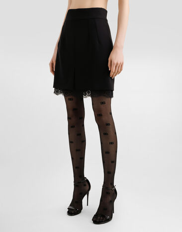 Dolce & Gabbana Double crêpe wool skirt Black F4BS7TFU2L8