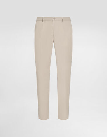 Dolce & Gabbana Stretch cotton pants with branded tag Beige GVB6ETFUFMJ