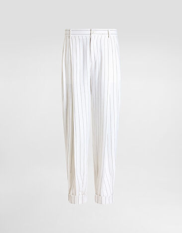 Dolce & Gabbana Pinstripe linen-blend pants with double darts Multicolor GP10DTFR3F0