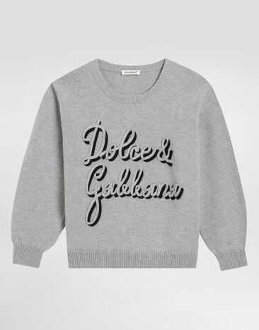 Dolce & Gabbana Pullover in lana con ricamo Grigio L4KWE2JDVDF