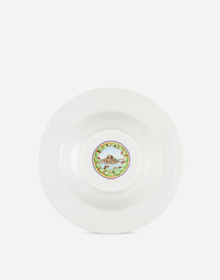 Dolce & Gabbana Set 2 Assiettes Creuses en Porcelaine Fine Multicolore TC0S05TCA04