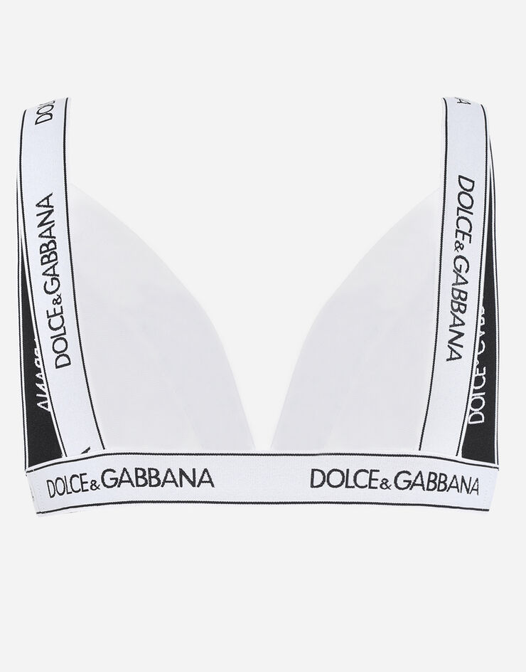 Dolce & Gabbana Soutien-gorge triangle en jersey avec bordures élastiques à logo Blanc O1B69TFUEEY