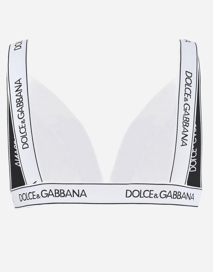 Dolce & Gabbana Triangel-BH aus Jersey mit Logo-Gummiband an den Kanten Weiss O1B69TFUEEY