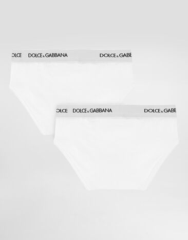 Dolce & Gabbana Doppelpack Slips aus stretchigem Jersey Weiss L4J700ON00G