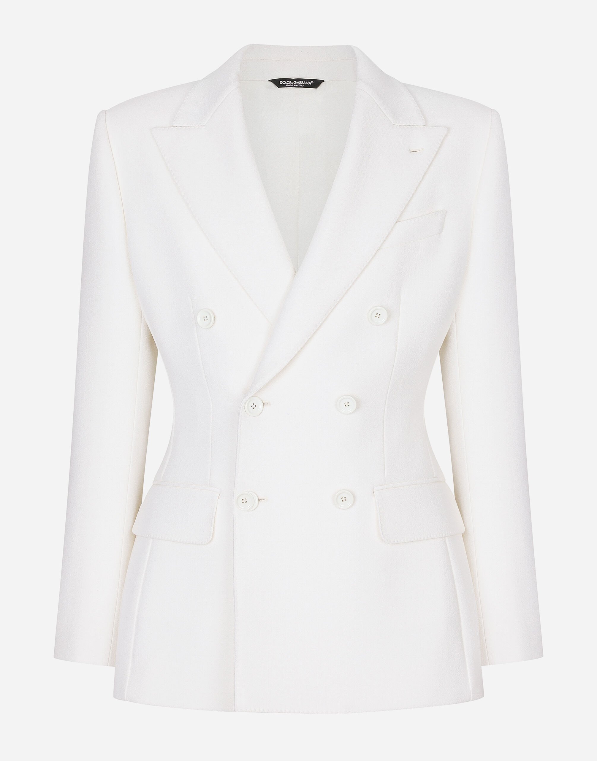 Dolce & Gabbana Double-breasted stretch wool crepe Dolce-fit jacket White G2NW1TFU4DV