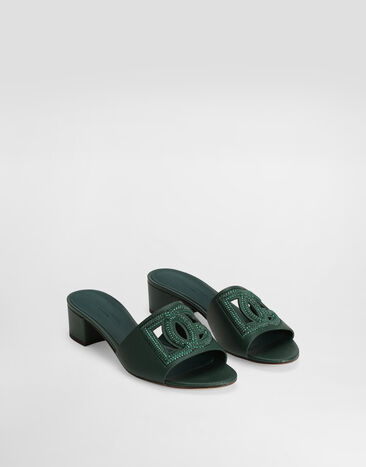 Dolce & Gabbana Mule in dauphine calfskin, suede and rhinestones Multicolor CR1938A0217