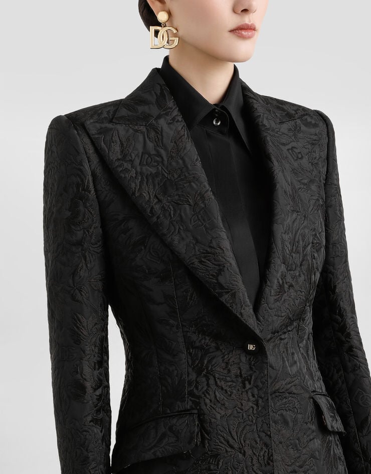 Dolce & Gabbana Giacca turlington in broccato Nero F29UCTGDDBT