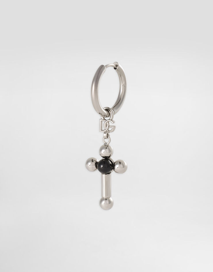 Dolce & Gabbana Creole single earring with pin and cross Silver WER5M4W1111