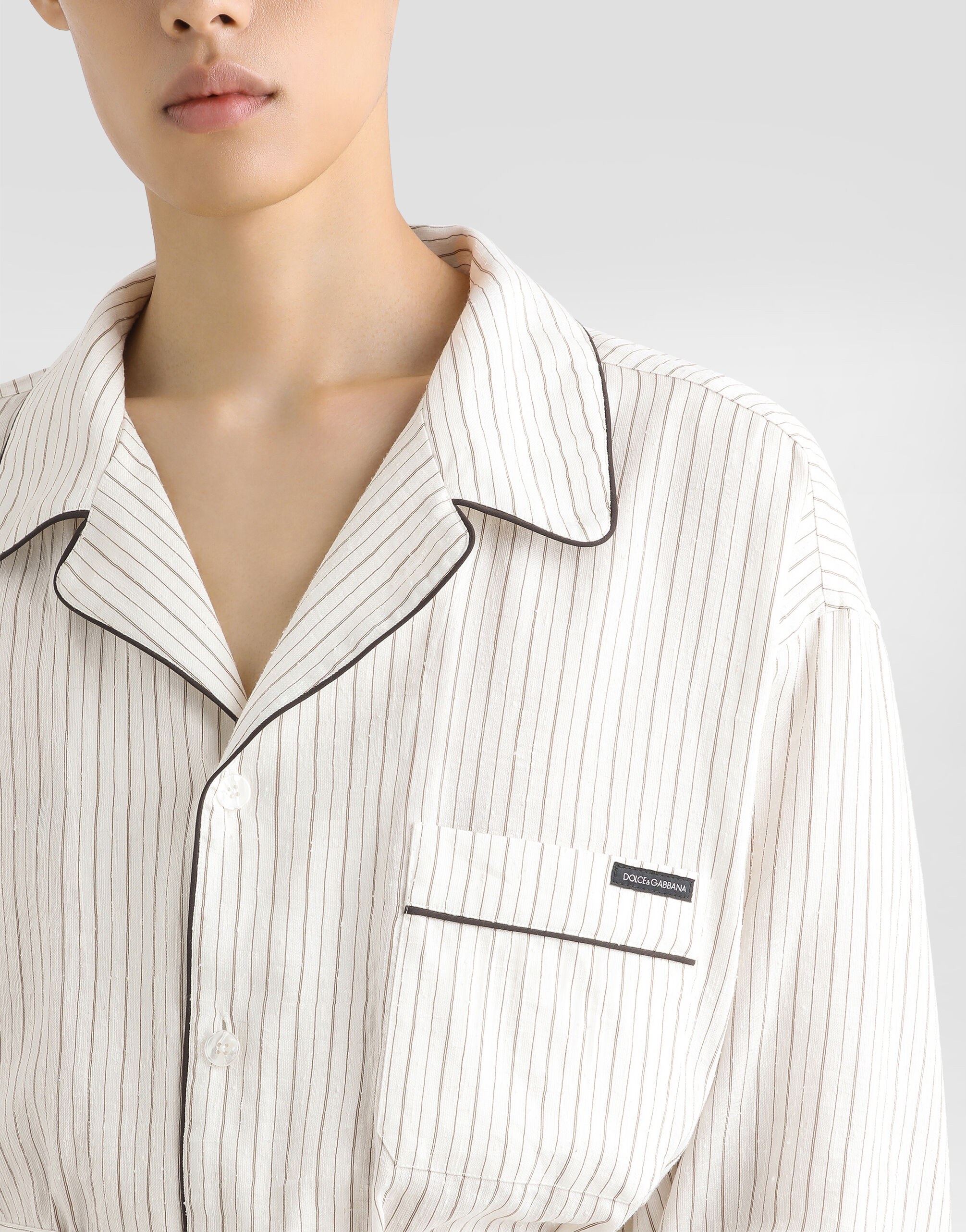 Linen-silk vanity robe in Multicolor for Men | Dolce&Gabbana®