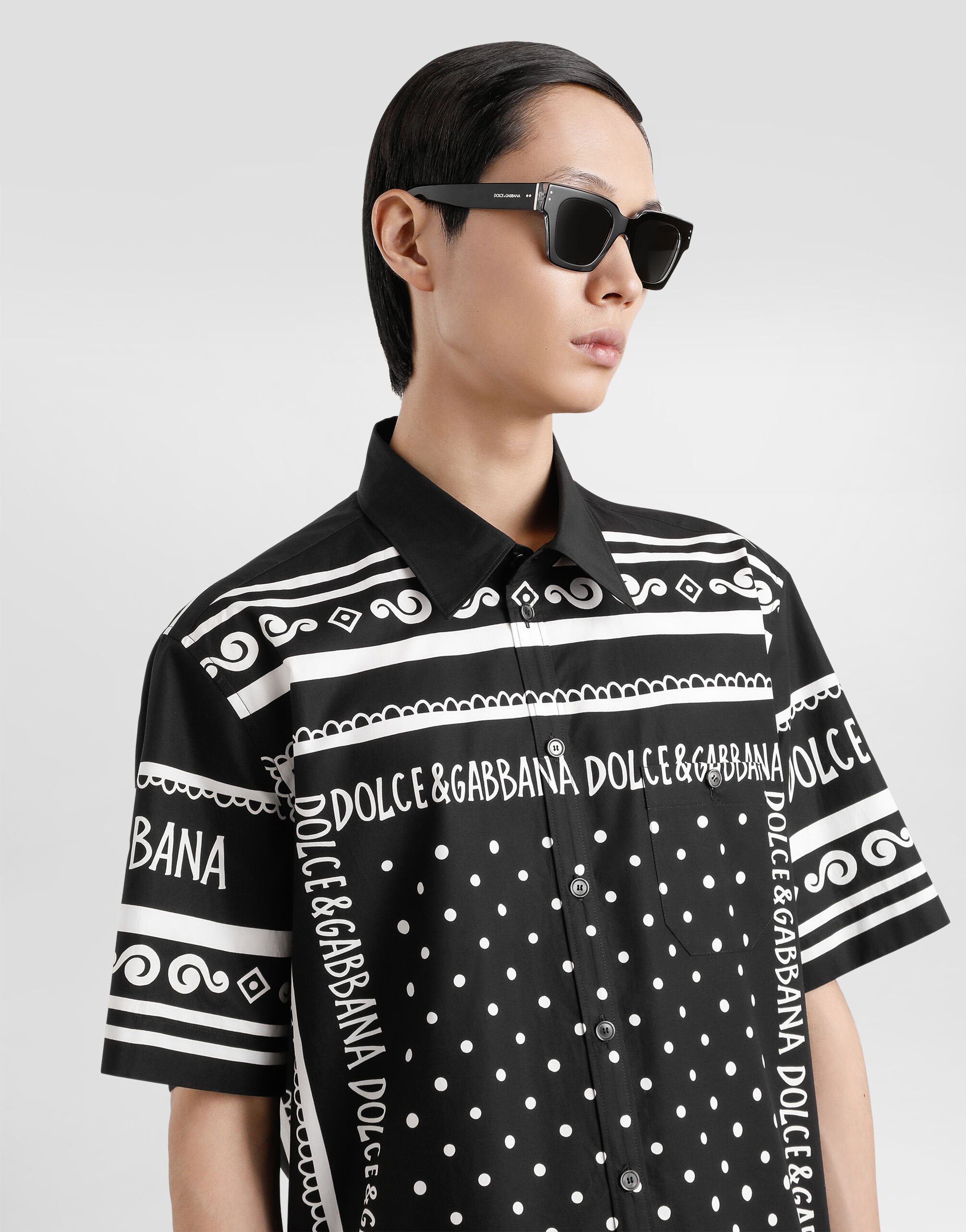 【DOLCE&GABBANA】DGロゴ ジャカード アロハシャツ 半袖 Black DG logo jacquard hawaii shirt in Black for Men