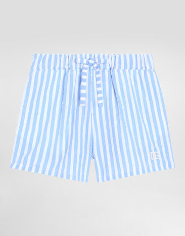 Dolce & Gabbana Striped seersucker shorts with DG logo Azure L13Q60FR50R