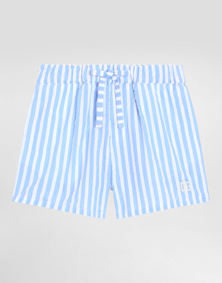 Dolce & Gabbana Striped seersucker shorts with DG logo Azure L13Q60FR50R
