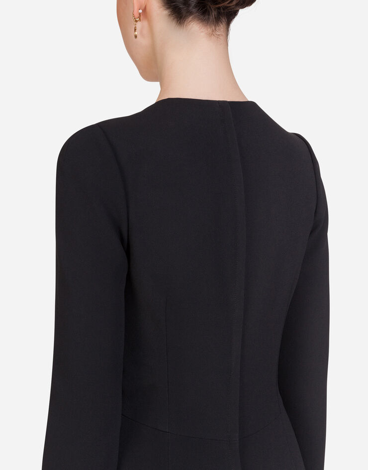 Dolce & Gabbana Long-sleeved cady midi dress Black F6E7QTFURDV