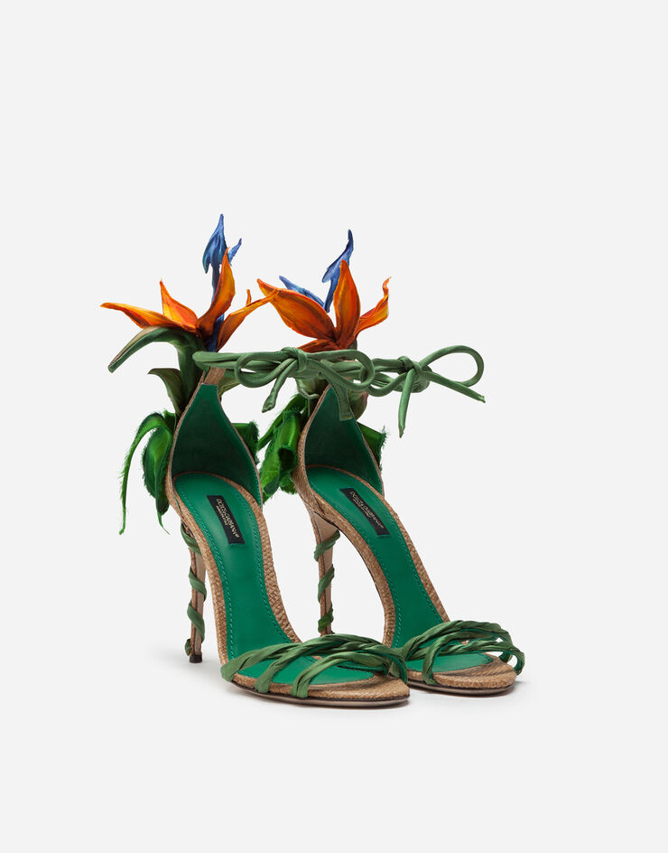 Dolce & Gabbana Satin sandals with bird of paradise embroidery РАЗНОЦВЕТНЫЙ CR1037AX983