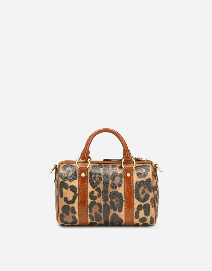 Dolce & Gabbana Small box satchel in leopard-print Crespo with branded plate Multicolor BB6930AW384