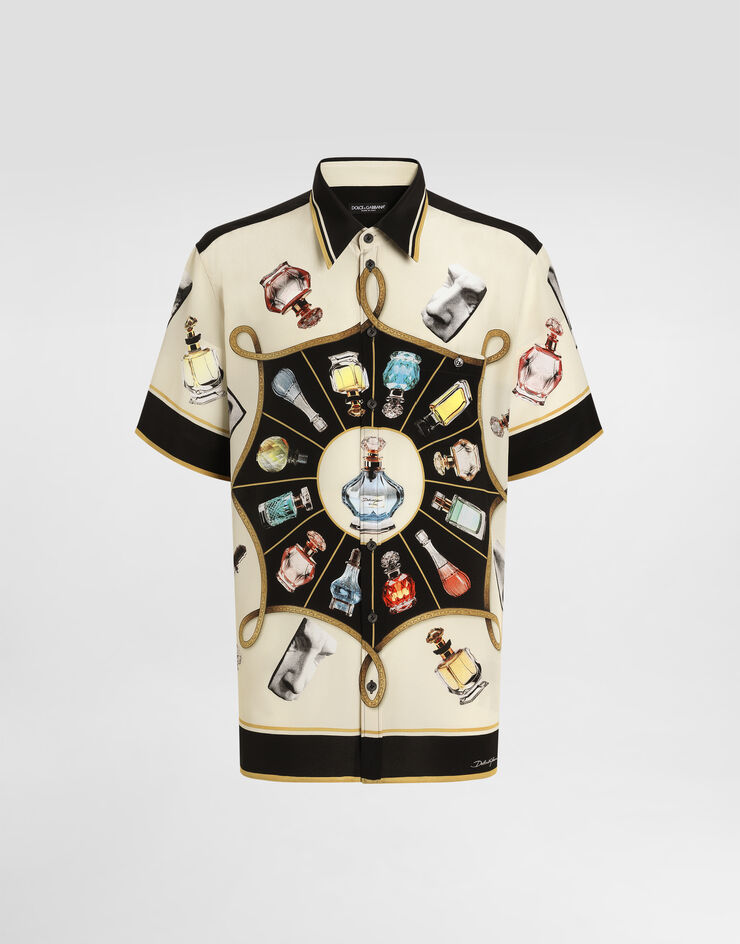 Dolce & Gabbana Silk shirt with perfume print Print G5LG9THI1V3