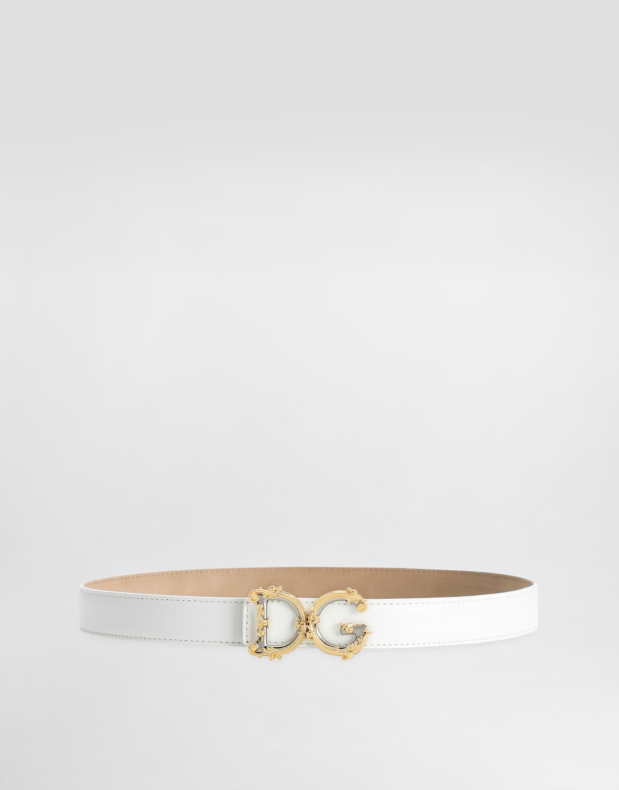 ベルト DOLCE & GABBANA Woman Belt White BE1447AW576 80002 Calfskin belt with logo in White for Women | Dolce&Gabbana®