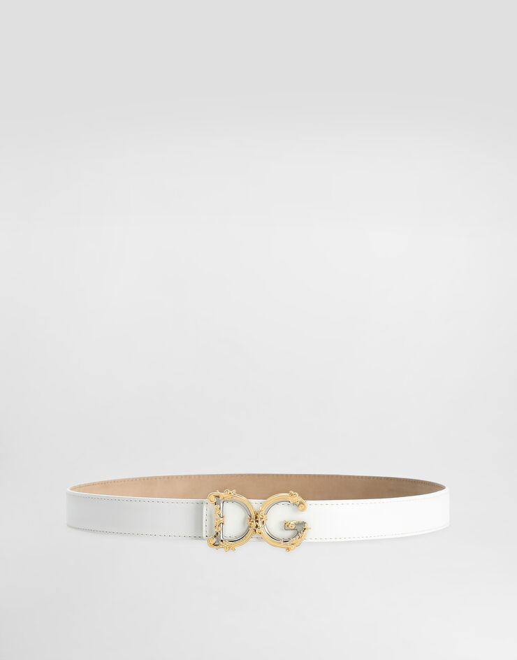 Dolce & Gabbana Cinturón de becerro con logotipo Blanco BE1348AZ831