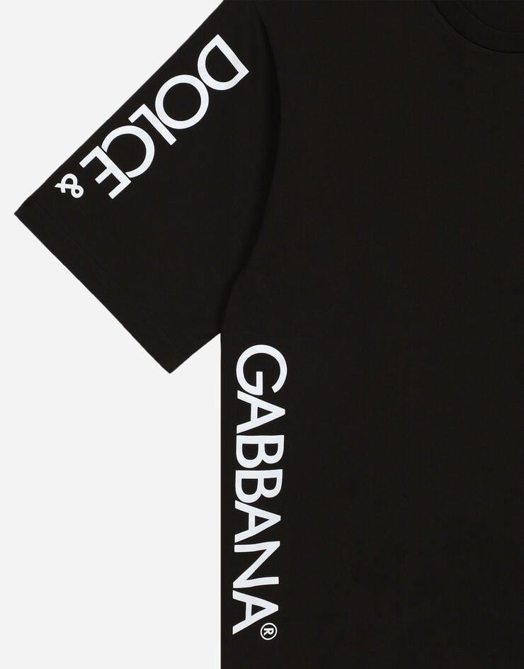 Dolce & Gabbana クルーネックTシャツ コットン ドルチェ＆ガッバーナプリント ブラック G8PC7THU7MA