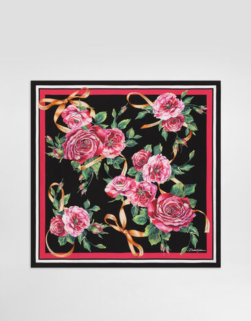 Dolce & Gabbana Rose-print silk twill foulard (70x70) Print FN092RGDCUJ