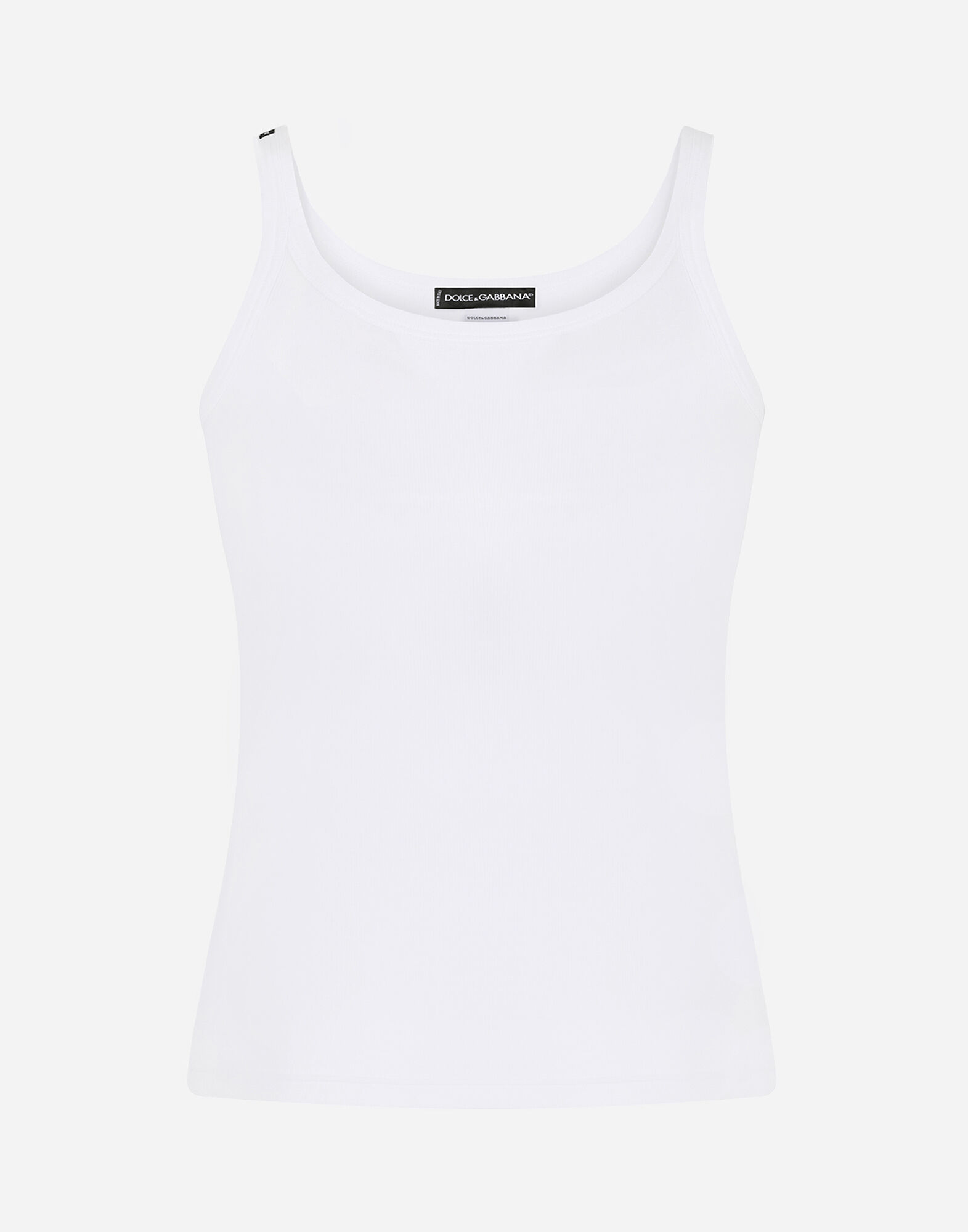 Fine rib jersey tank top in WHITE for Women Dolce Gabbana