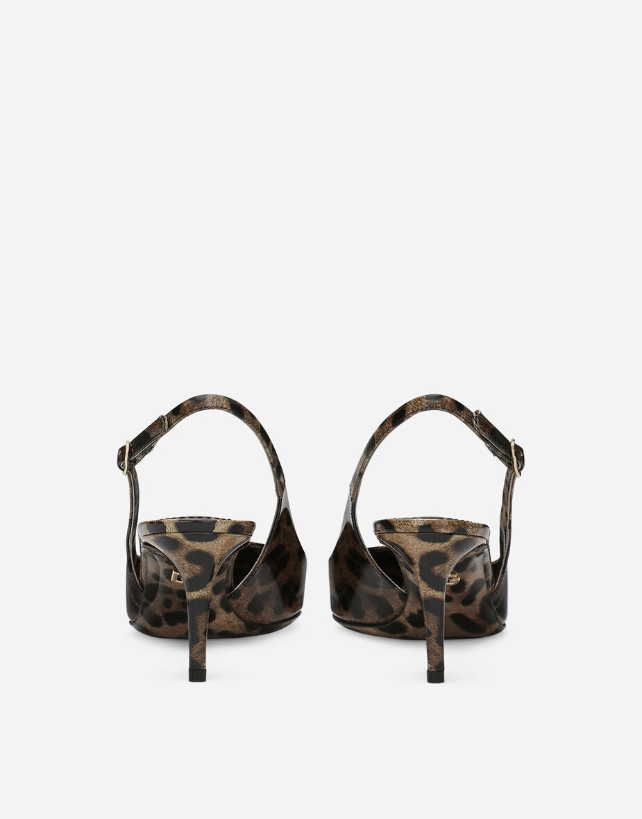 GG HIGH HEEL SLINGBACK BLACK CALFSKIN WITH CHAIN